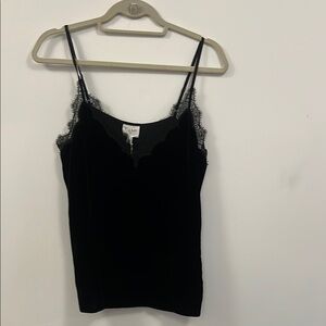 Cami NYC Black Velvet Lace Trim Camisole